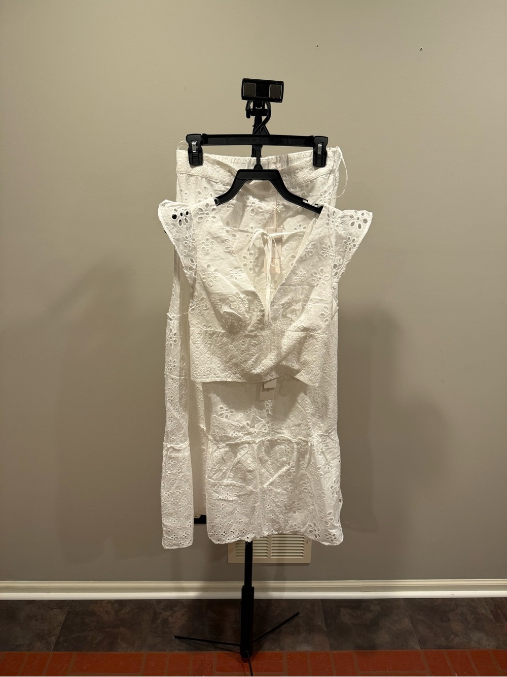 Altar'd State White Eyelet Tiered Maxi Skirt Set - Picture 5 of 7